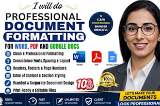 do professional document formatting for word, PDF and google docs