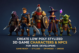 create low poly stylized 3d game characters and npcs for indie developers