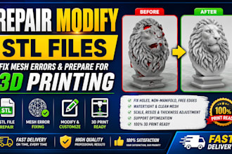 create repair modify stl files, fix mesh errors and prepare for 3d printing