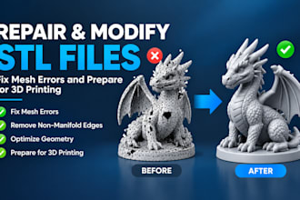create repair modify stl files, fix mesh errors and prepare for 3d printing