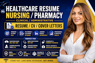 write ats nursing or pharmacy technician resume, CV, cover letter and linkedin