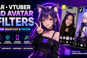 ar vtuber, 3d character filter, 3d avatar lenses for snapchat, tiktok filter