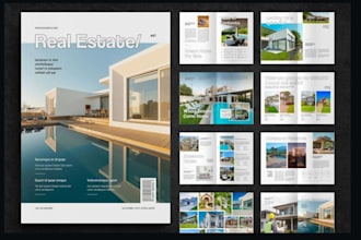 design luxury real estate magazine, layout, property catalog and newsletter ads
