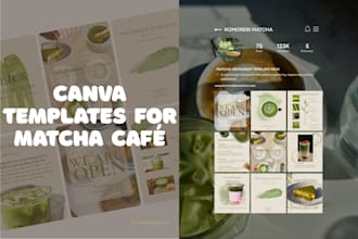 design cute matcha cafe instagram templates in canva