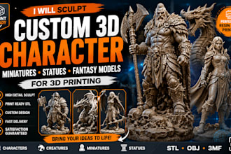 sculpt character, miniature, statue fantasy 3d model for 3d printing