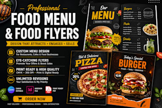 food menu design, food banner design and flyers design for food trucks