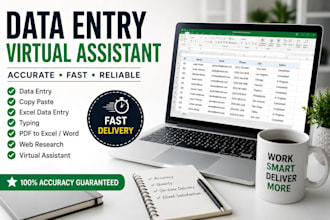 do fast and accurate data entry, excel work and typing
