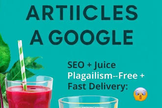 write SEO juice recipes, health, wellness, and blog posts