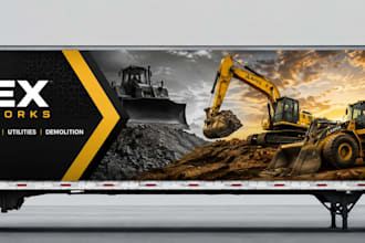 design branding long trailer, semi truck, box trailer wrap, vehicle wrap design