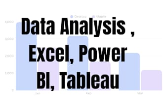 data analysis, excel work, and power bi dashboard,
