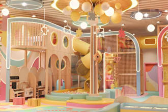 renovate indoor playground design,toddle lounge,kidroom layout,interior colorful
