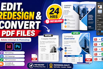 create, edit, convert, pdf files in adobe indesign, adobe photoshop in 24 hrs