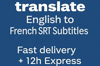 translate english to french and add srt subtitles
