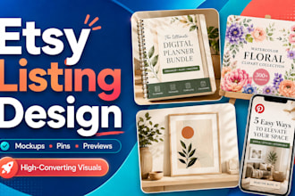 design high converting etsy listing images, product mockups