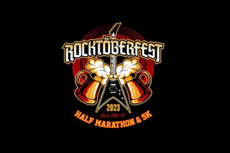 design rocktober fest half marathon rock band beer logo