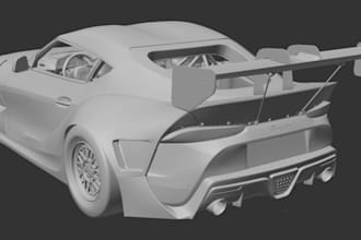 3d car part design, widebody kit, spoiler, engine block model, stl for  printing