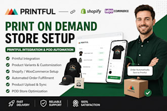 integrate printful with shopify or woocommerce and automate pod fulfillment