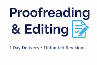 proofread and edit your english essay, assignment or document