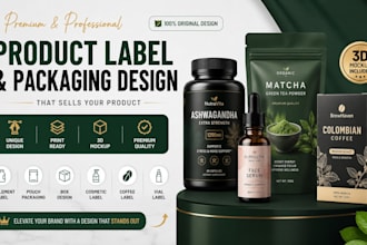 design supplement label, product label and packaging design with 3d mockup