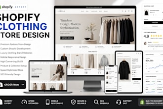 design shopify clothing website, clothing shopify store, clothing brand website