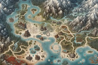 create detailed fantasy cartography game world maps