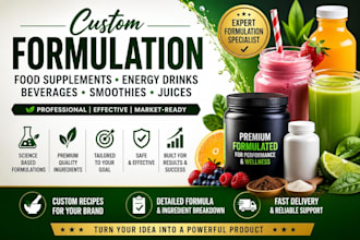 formulate custom food supplements energy drinks beverages smoothies and juices