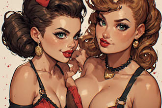 pin up girl and pin up girl illustration