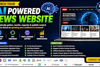 do ai powered news website automated news aggregator rss feed autoblog website