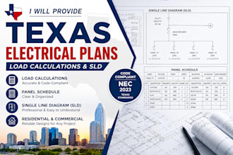 provide texas electrical design, load calculation, panel schedule for sld design