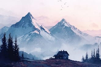 draw a watercolor landscape illustration