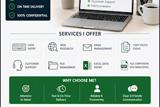 be your reliable virtual assistant for data entry and tasks