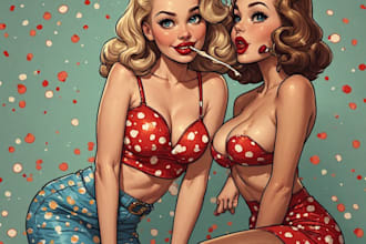 pin up girl and pin up girl illustration