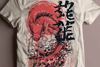 create japanese art for t shirt illustration