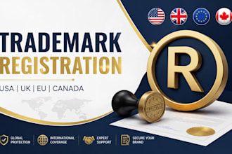 help you register your trademark in the USA, UK, eu, and canada