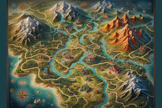 create detailed fantasy cartography game world maps