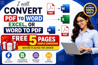 do PDF to word, word to PDF and typing work