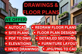 draw autocad 2d architectural floor plan drawing, elevation