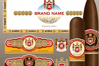 do premium cigar label, cigar band, cigar box, cigar ring and cigar logo design