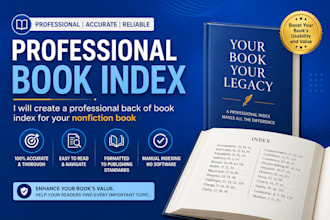 create a professional back of book index for nonfiction books