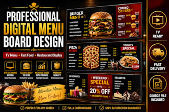 design digital menu board TV menu board and restaurant menu