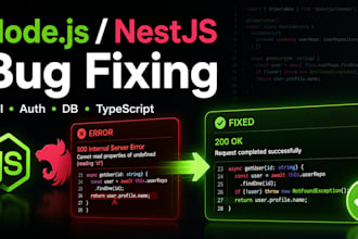 fix bugs and errors in your nodejs nestjs backend