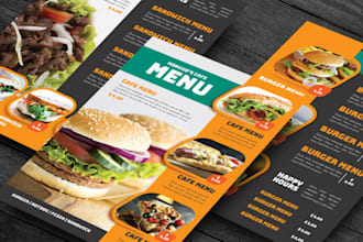 design company restaurant digital menu, brochures, banners, and food flyers