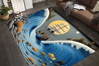 design realistic 3d anamorphic floor illusion art, hidden images, walls  carpet