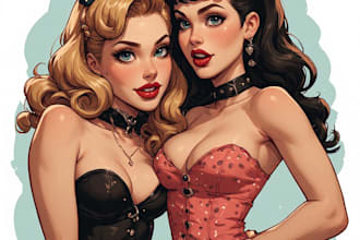 design pin up girl character