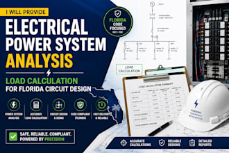 provide electrical power system analysis, load calculation for florida design