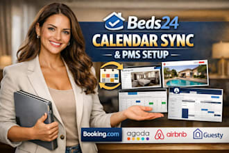 setup beds24 calendar sync integrate pms, sync booking com agoda, guesty, airbnb