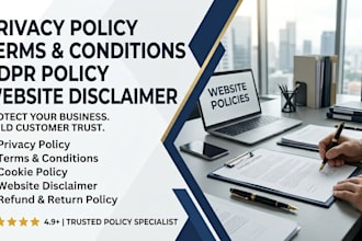 write privacy policy, terms and conditions, gdpr policy and website disclaimer