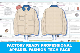 create factory ready fashion tech pack for clothing brands