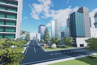 create a realistic roblox city map for rp, simulator games