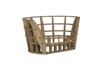create a 3d occasional chair frame design for DIY building or manufacturing